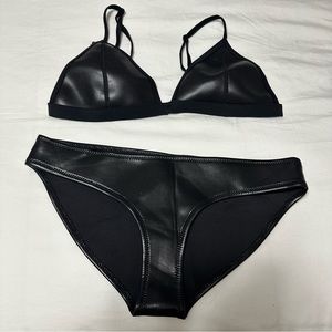 Black Leather Triangl Bathingsuit